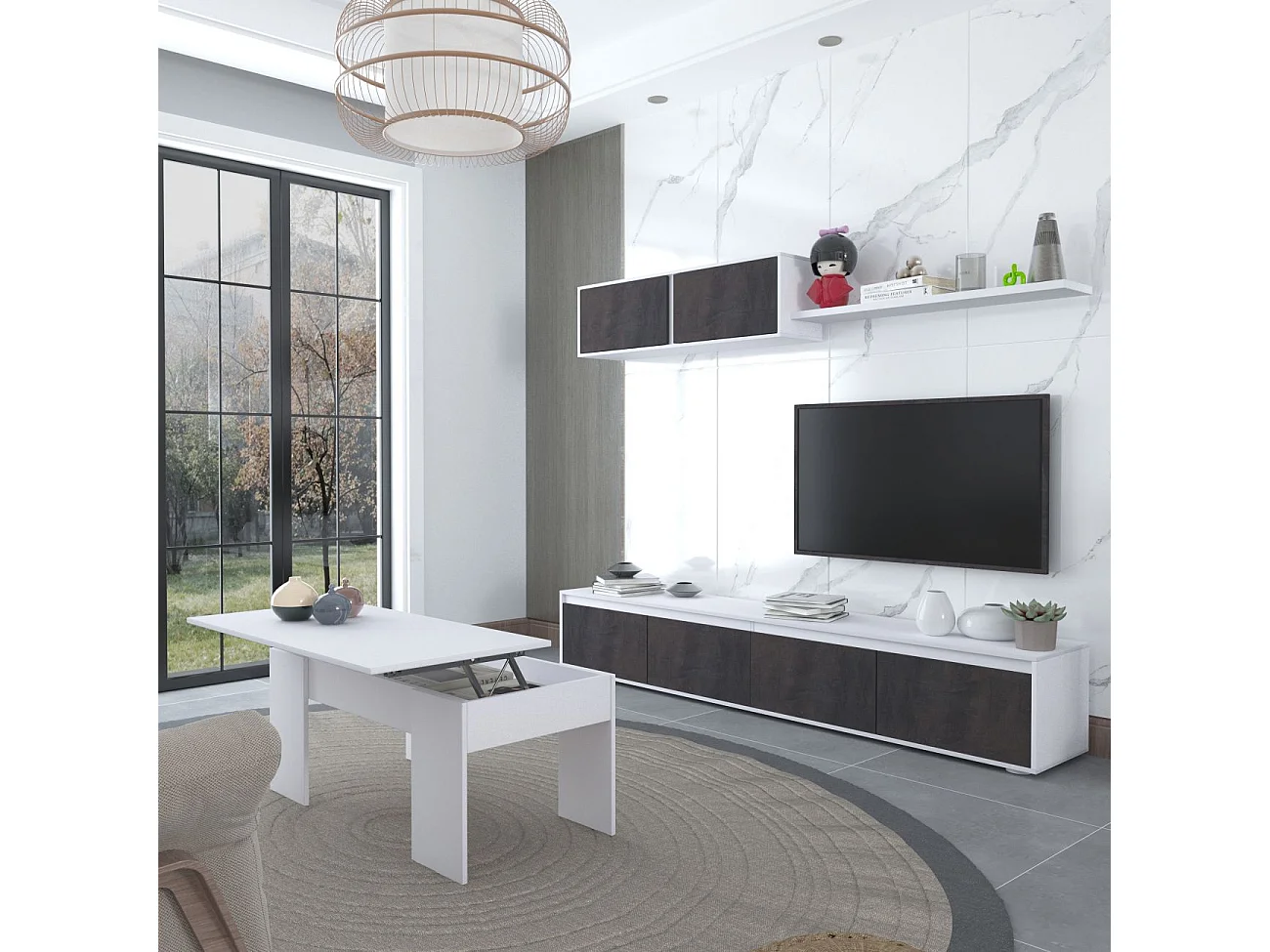 Pack salón con mesa de centro Arlet Plus V2 Blanco Artik (Blanco Mate) - Óxido