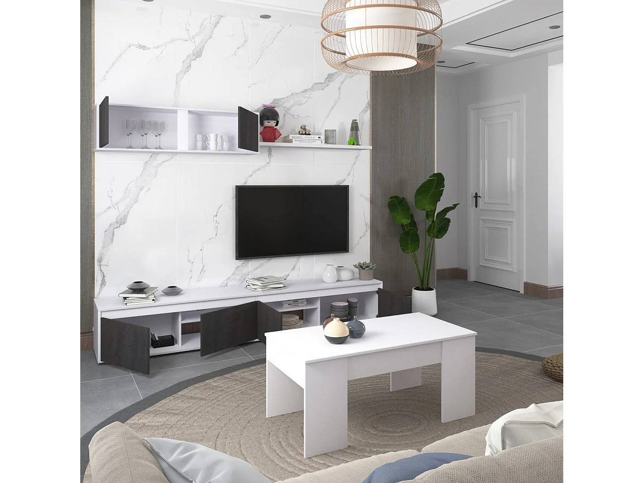 Pack salón con mesa de centro Arlet Plus V2 Blanco Artik (Blanco Mate) - Óxido