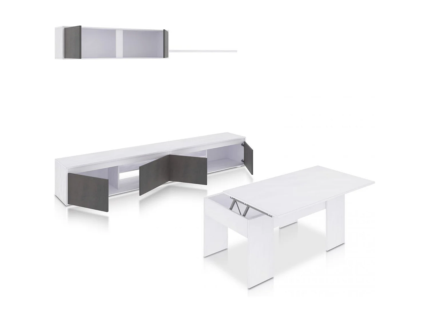 Pack salón con mesa de centro Arlet Plus V2 Blanco Artik (Blanco Mate) - Óxido