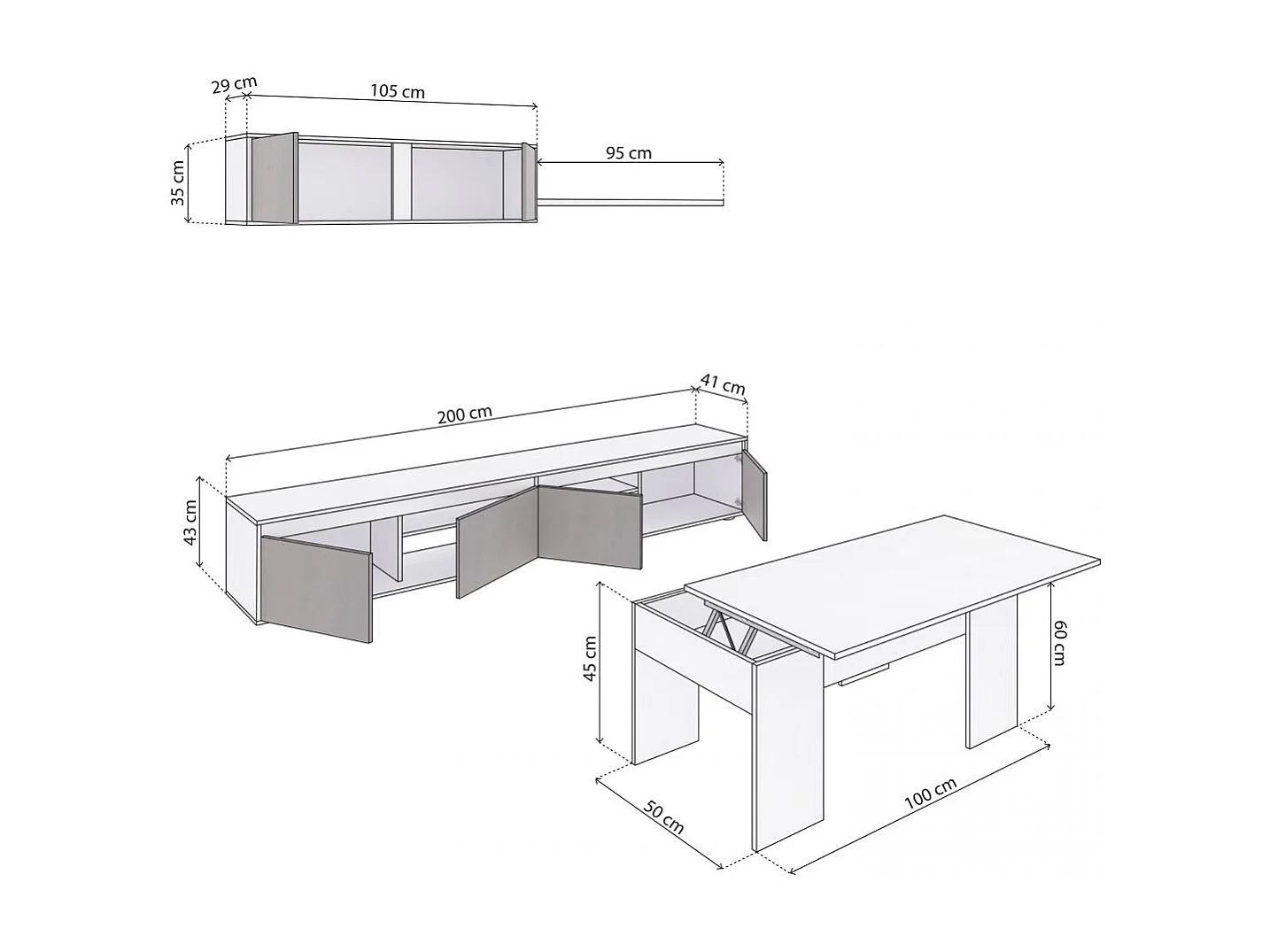 Pack salón con mesa de centro Arlet Plus V2 Blanco Artik (Blanco Mate) - Óxido