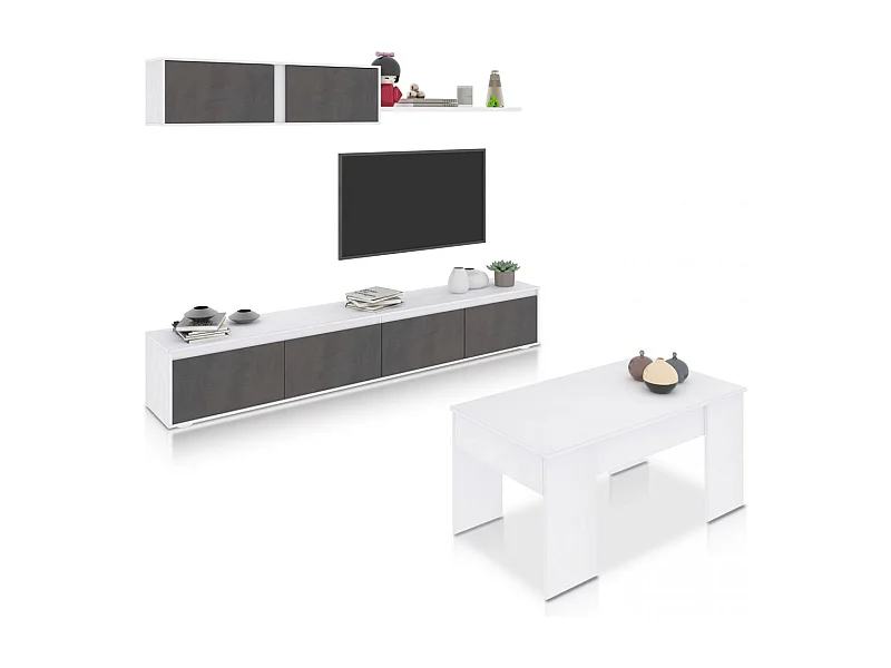 Pack salón con mesa de centro Arlet Plus V2 Blanco Artik (Blanco Mate) - Óxido