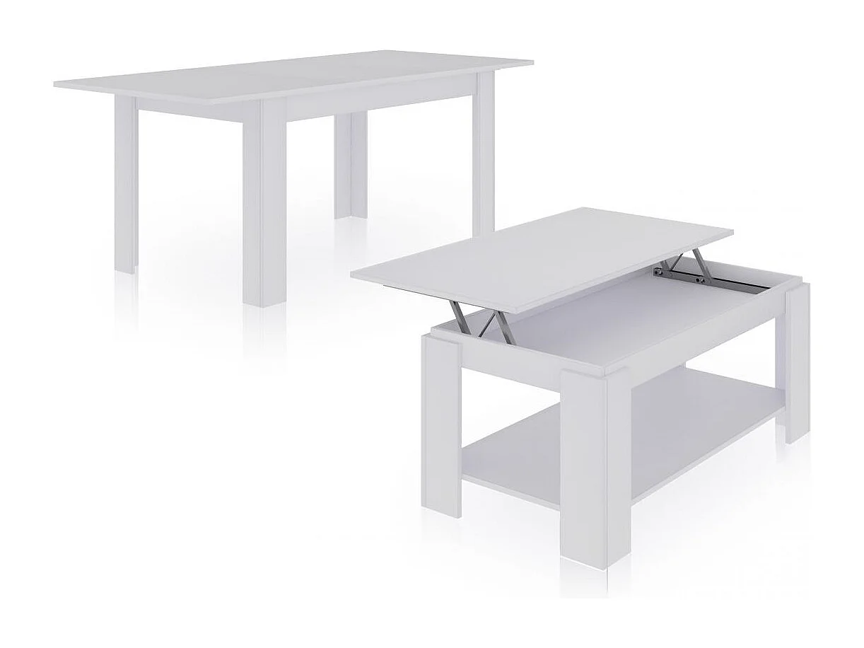 Pack mesa de comedor 123 y mesa de centro Lya Blanco Artik (Blanco Mate)