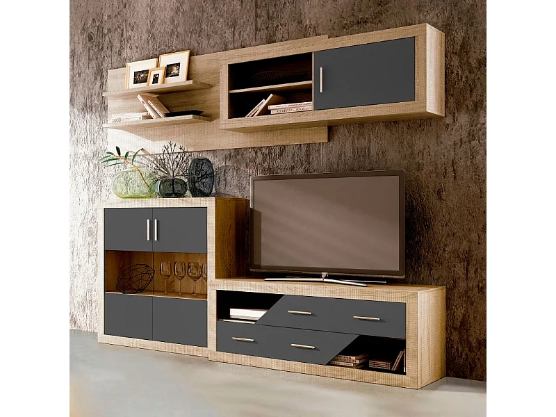 Módulo bajo Nuka 2 cajones Cambria - Grafito