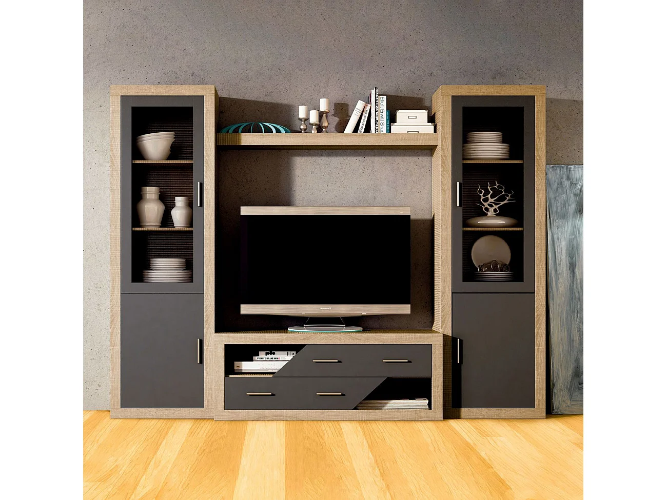 Módulo bajo Nuka 2 cajones Cambria - Grafito