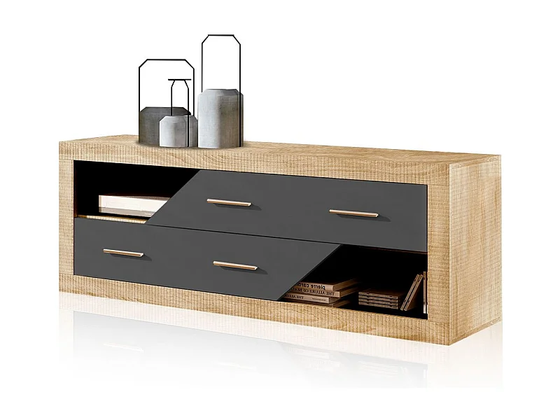 Módulo bajo Nuka 2 cajones Cambria - Grafito