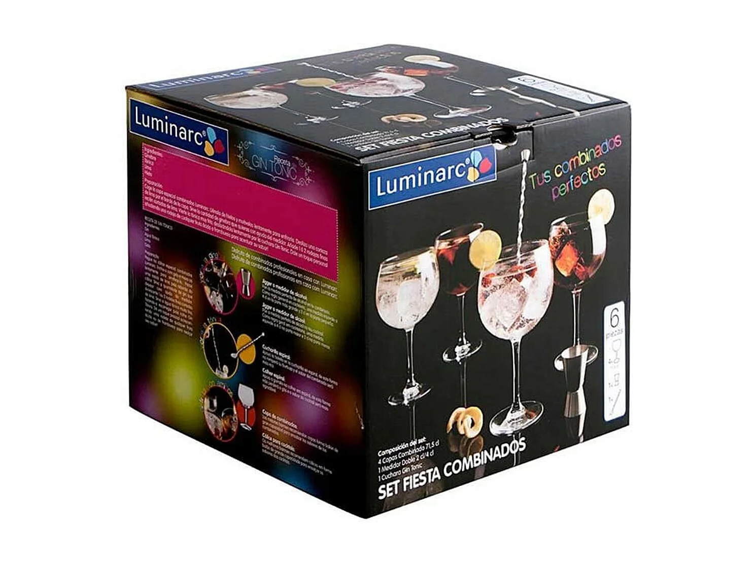 Set de 4 copas Fiesta Luminarc con cuchara mezcladora+medidor 71,5cl