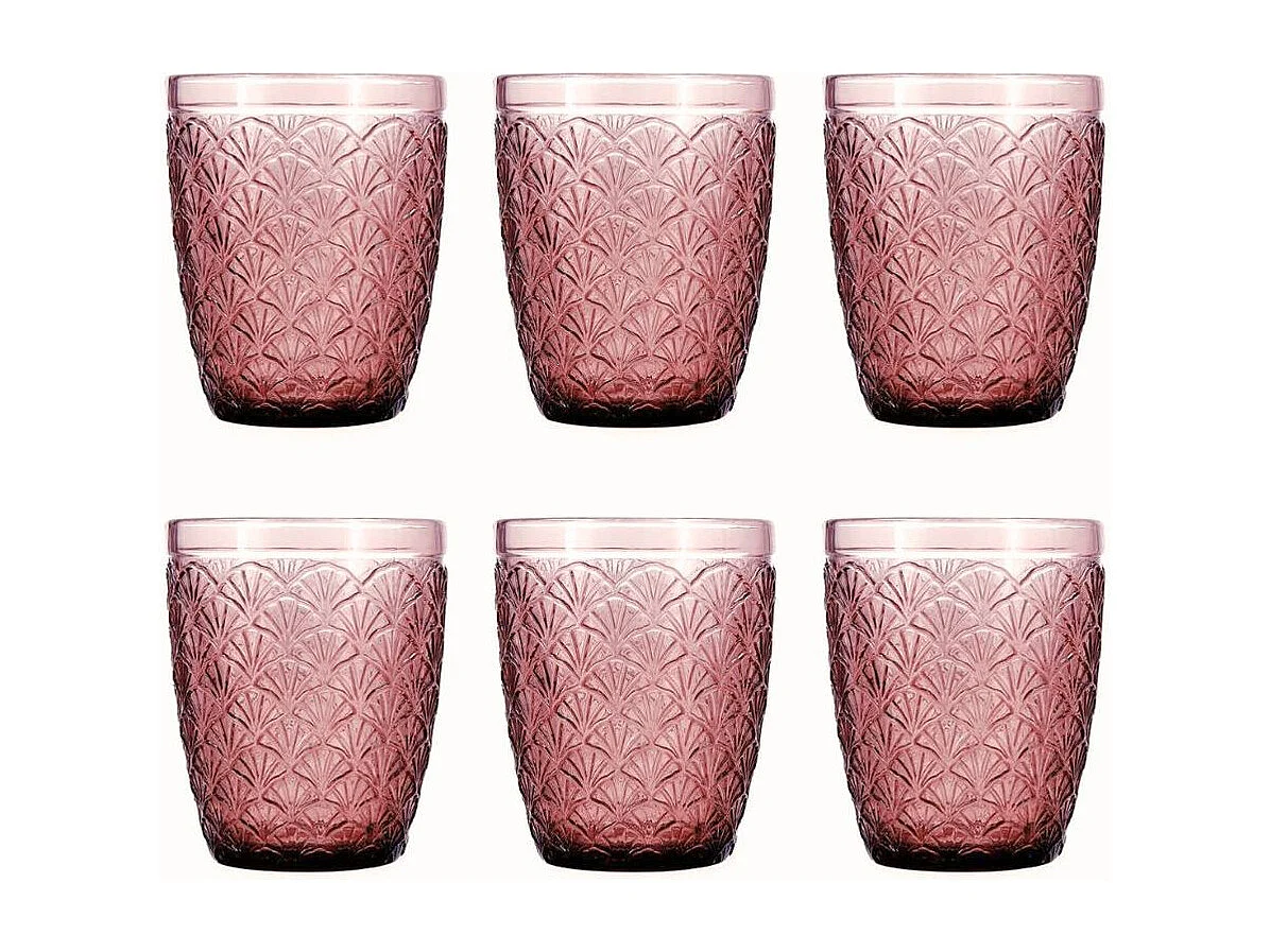 Pack de 6 vasos Rose Moon Bidasoa vidrio 29cl rosa