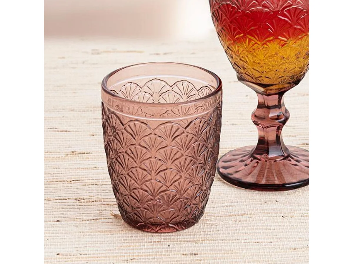 Pack de 6 vasos Rose Moon Bidasoa vidrio 29cl rosa