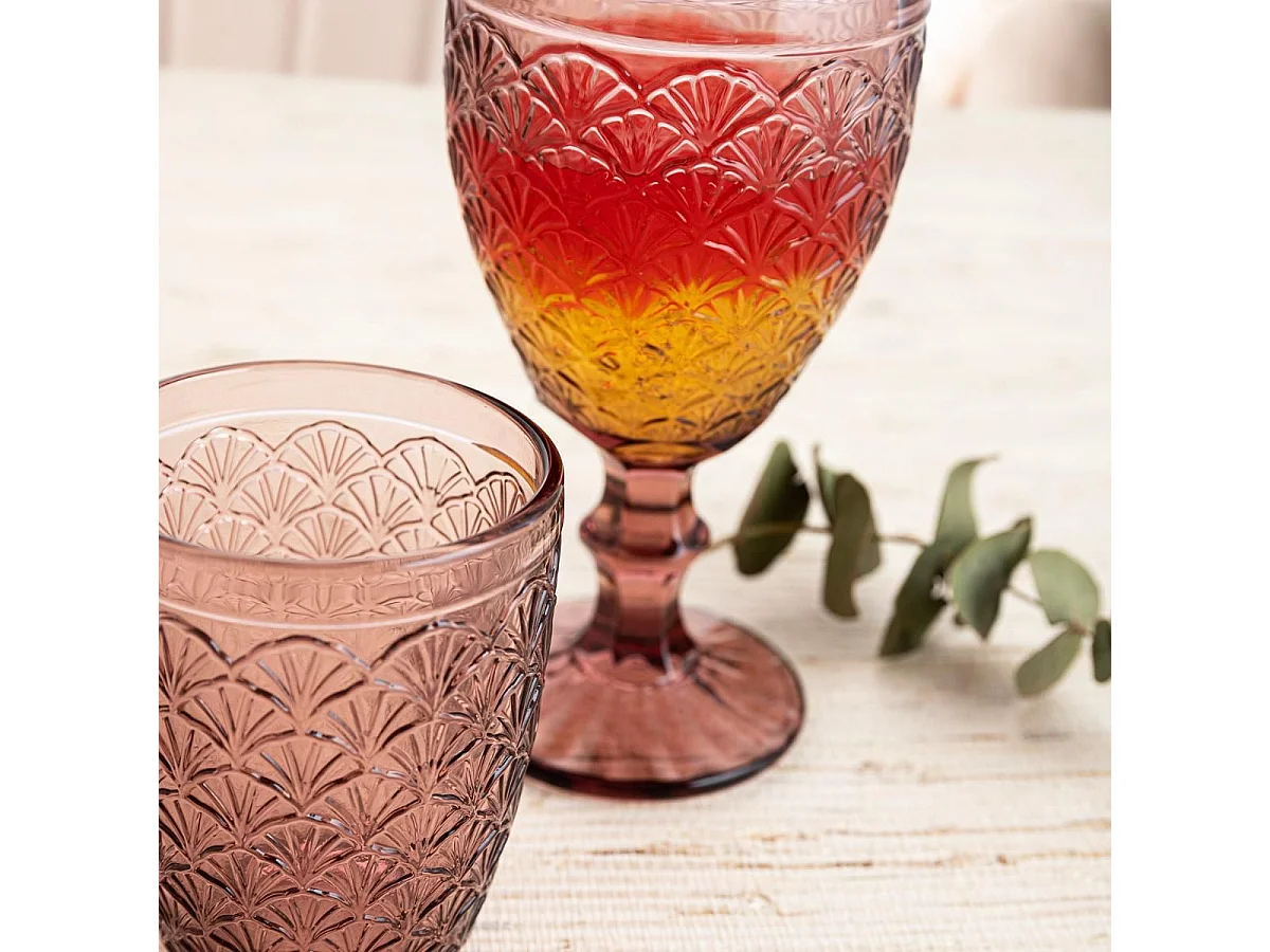 Pack de 6 vasos Rose Moon Bidasoa vidrio 29cl rosa