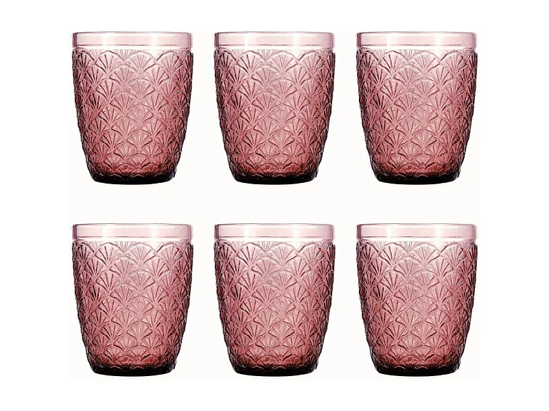 Pack de 6 vasos Rose Moon Bidasoa vidrio 29cl rosa