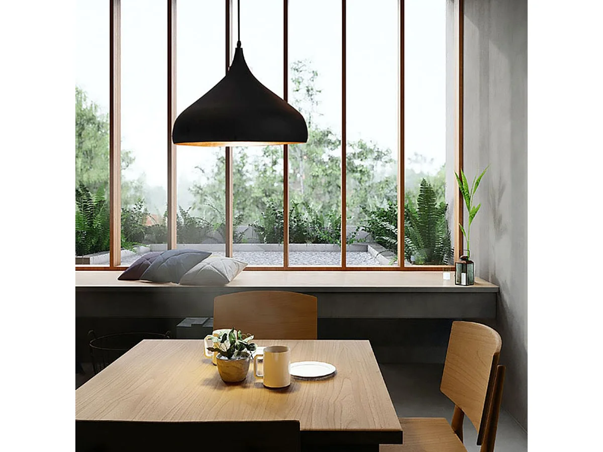 Lámpara de techo Bonn altura regulable negro/dorado Ø32x38-115 cm