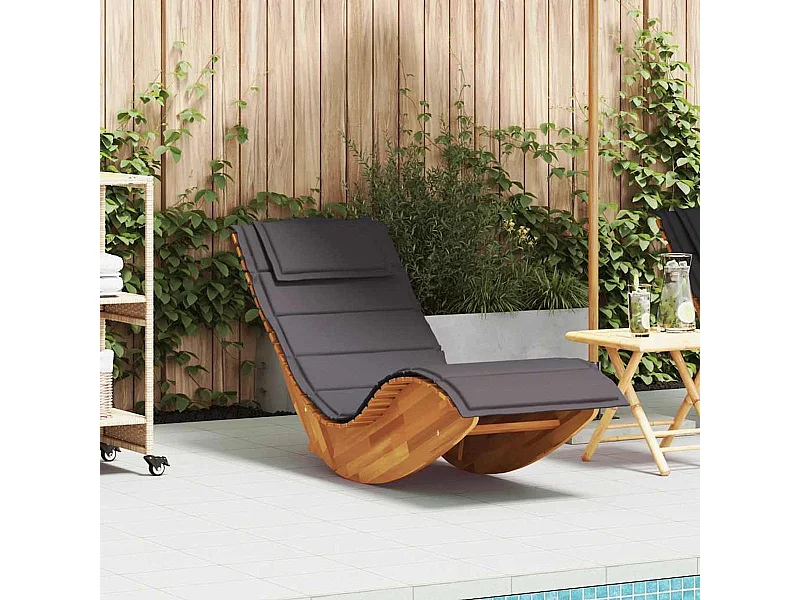 Tumbona mecedora Mazaneda madera de acacia gris oscuro 74x154x60 cm