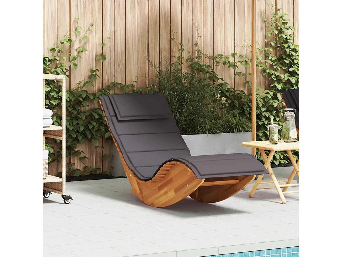 Tumbona mecedora Mazaneda madera de acacia gris oscuro 74x154x60 cm