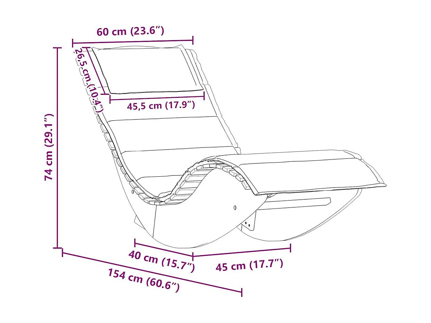 Tumbona mecedora Mazaneda madera de acacia gris oscuro 74x154x60 cm