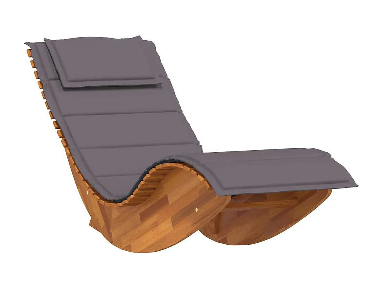 Tumbona mecedora Mazaneda madera de acacia gris oscuro 74x154x60 cm