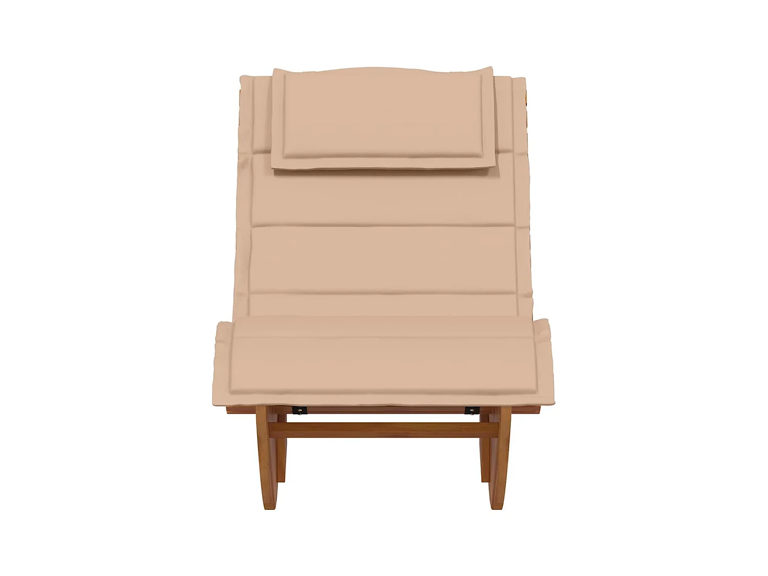 Chaise longue à bascule avec coussin en bois massif d'acacia