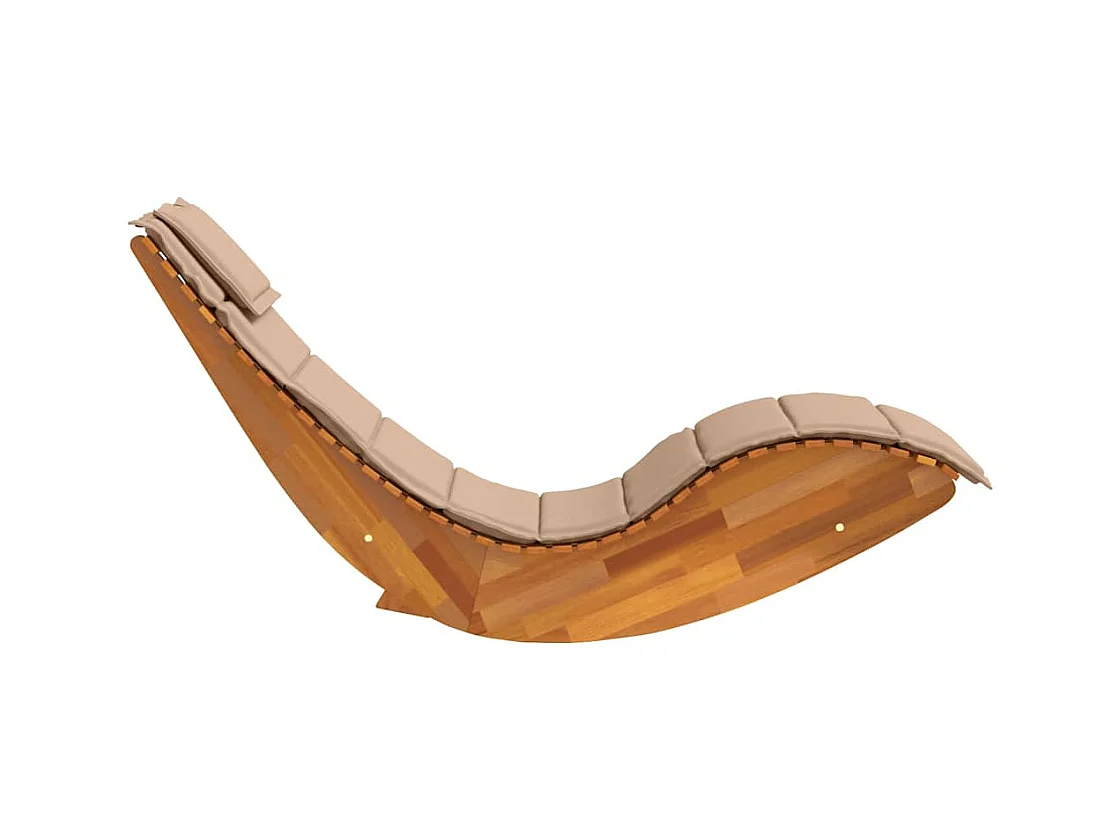 Chaise longue à bascule avec coussin en bois massif d'acacia