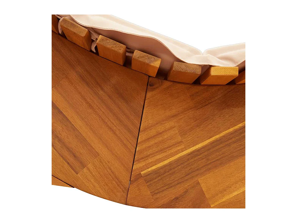 Chaise longue à bascule avec coussin en bois massif d'acacia