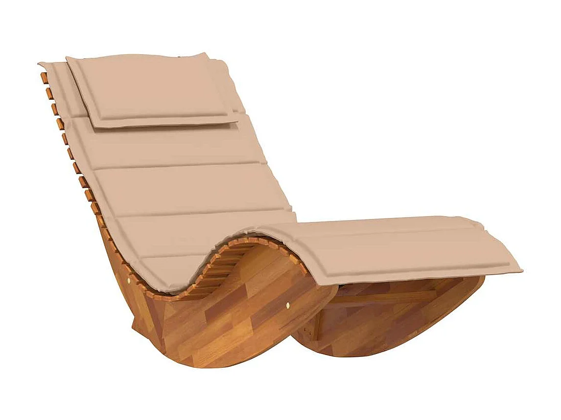 Espreguiçadeira de balanço com almofada em madeira maciça de acácia