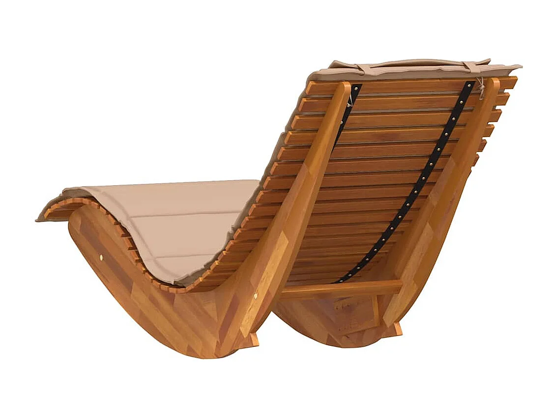 Espreguiçadeira de balanço com almofada em madeira maciça de acácia