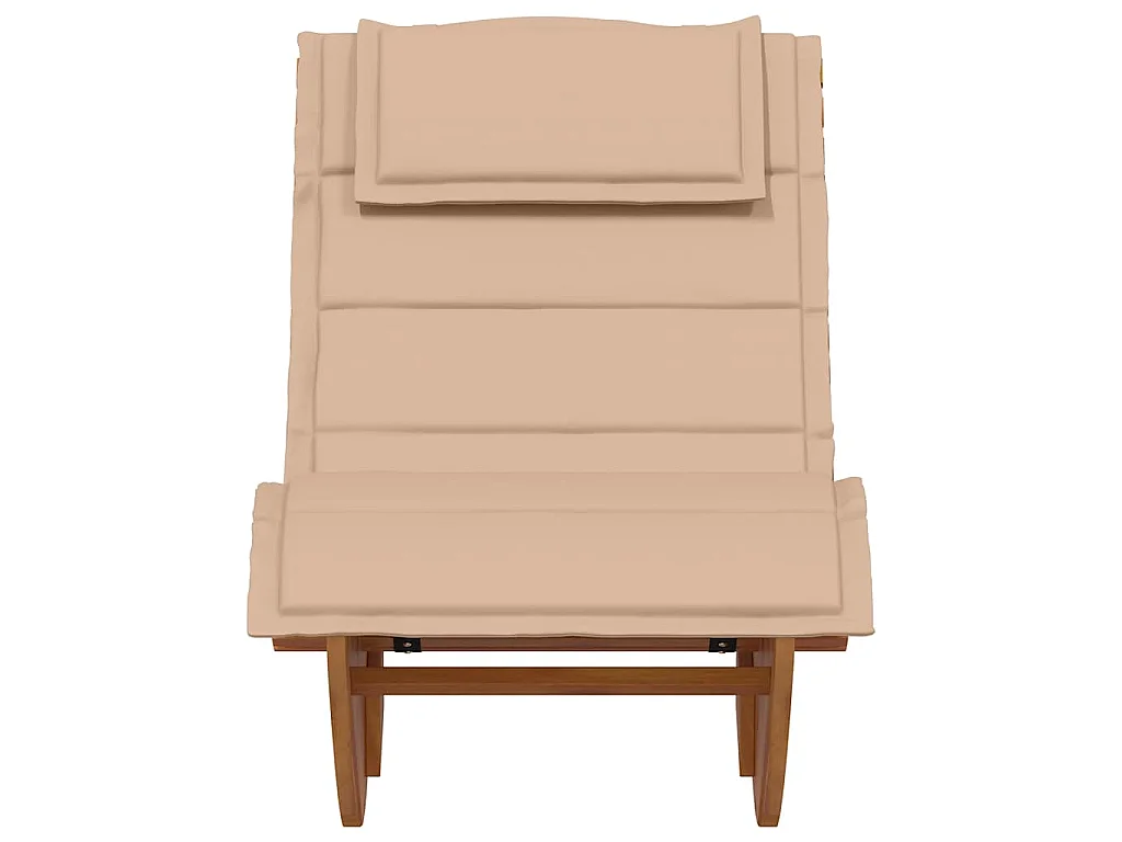 Chaise longue à bascule avec coussin en bois massif d'acacia