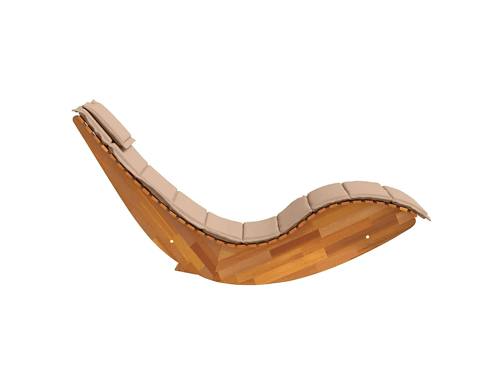 Chaise longue à bascule avec coussin en bois massif d'acacia