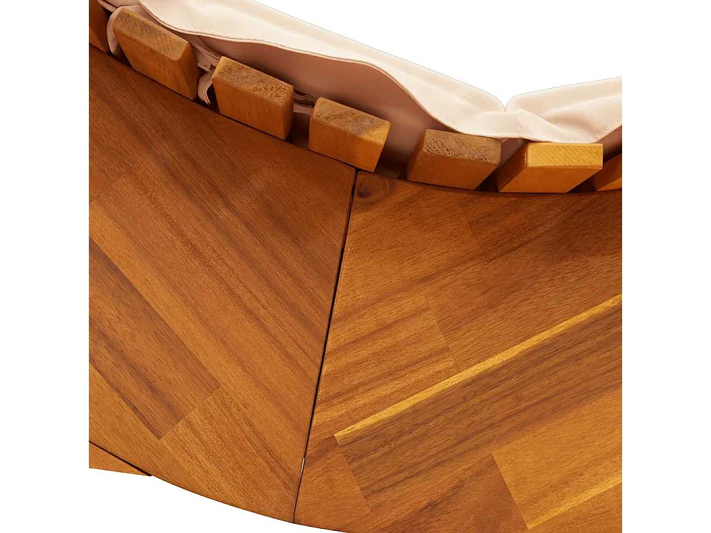 Chaise longue à bascule avec coussin en bois massif d'acacia