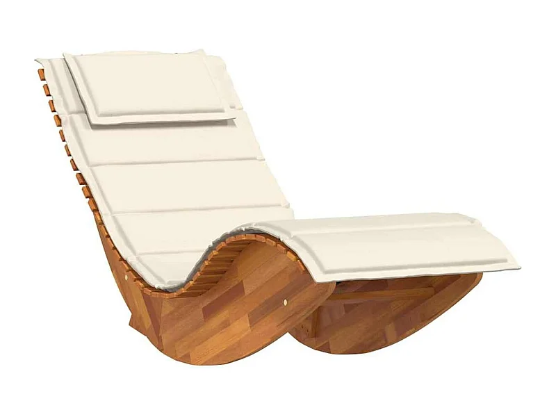 Tumbona mecedora Mazaneda madera de acacia crema 74x154x60 cm