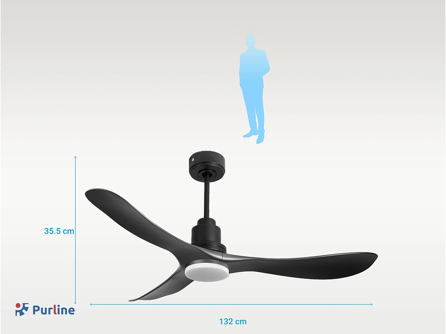 Ventilateur de plafond Réversible  Thermostat Dimmable Wifi Moteur à courant continu Toits en pente Télécommande Lumière à trois tons Hypersilence Mémoire