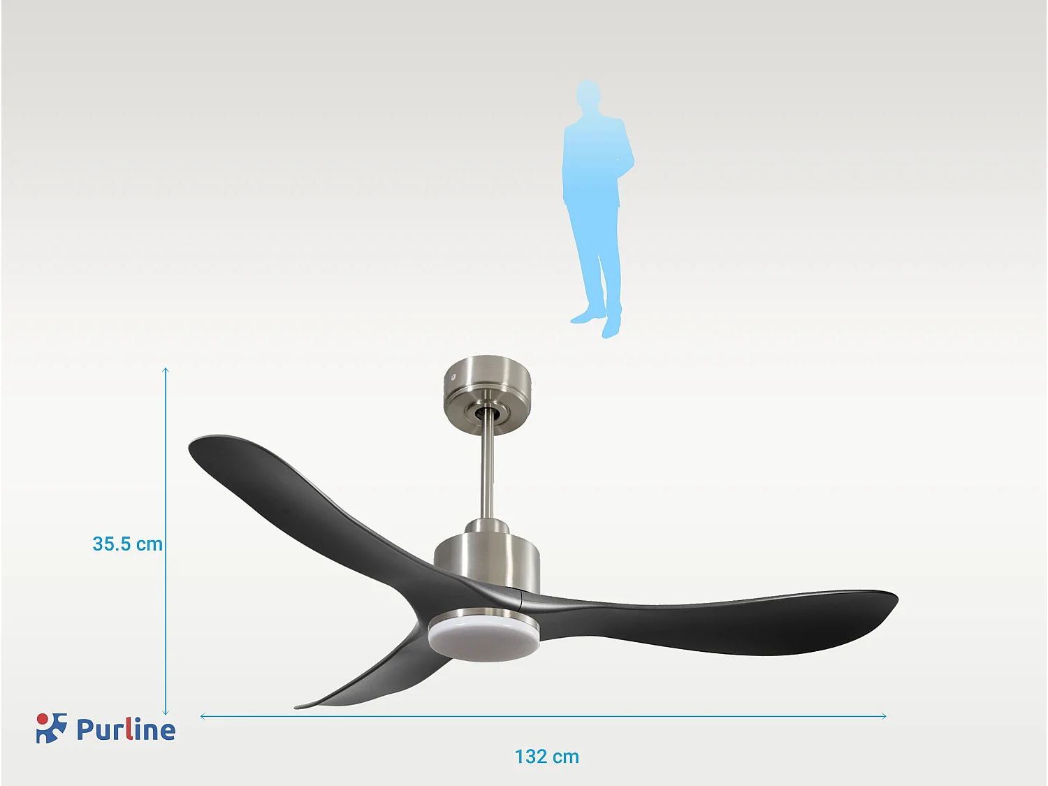 Ventilateur de plafond Réversible  Thermostat Dimmable Wifi Moteur à courant continu Toits en pente Télécommande Lumière à trois tons Hypersilence Mémoire