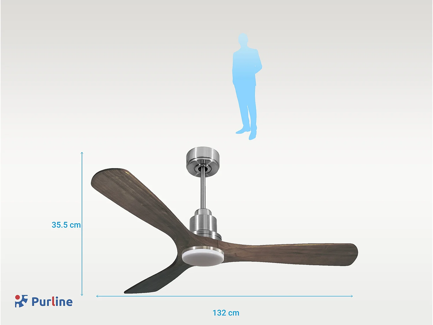 Ventilateur de plafond Réversible  Thermostat Dimmable Wifi Moteur à courant continu Toits en pente Télécommande Lumière à trois tons Hypersilence Mémoire