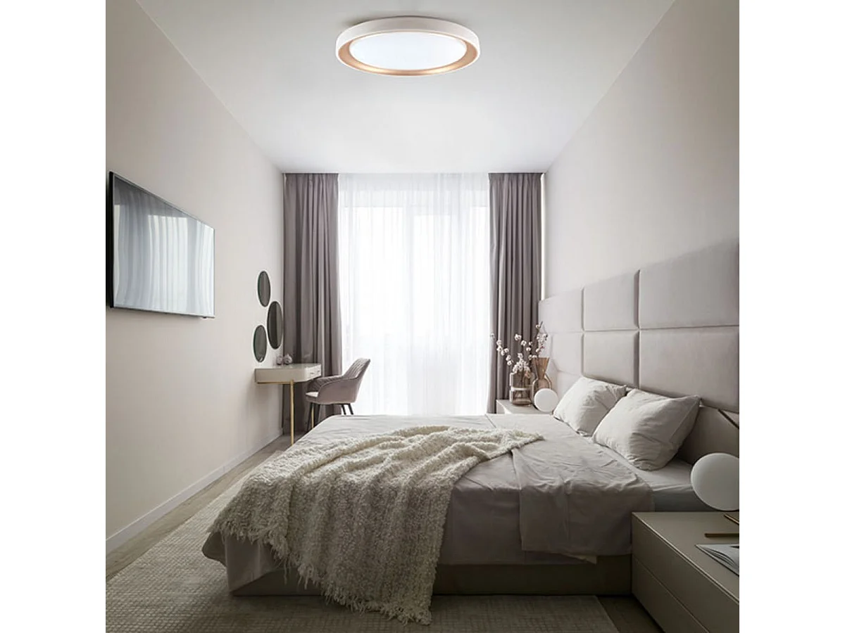 Plafón Kigali mini Bel Air 48W luz LED 4800 lm con mando regulador dorado Ø40 cm