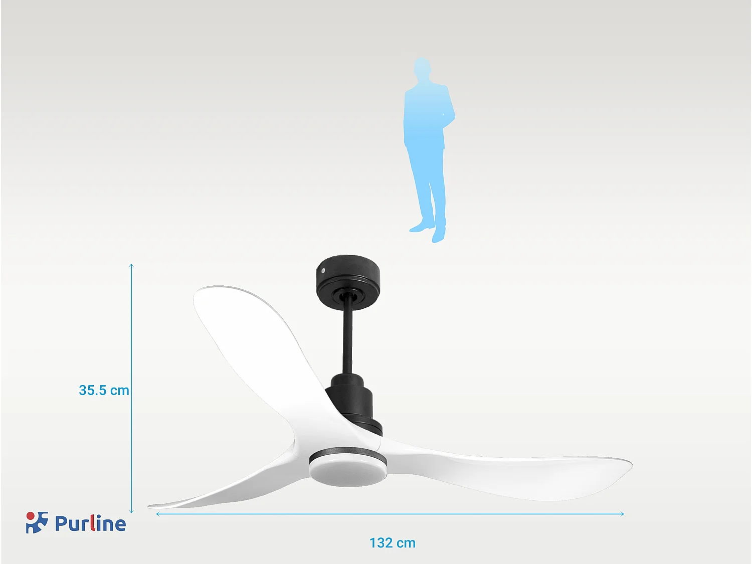 Ventilateur de plafond Réversible  Thermostat Dimmable Wifi Moteur à courant continu Toits en pente Télécommande Lumière à trois tons Hypersilence Mémoire
