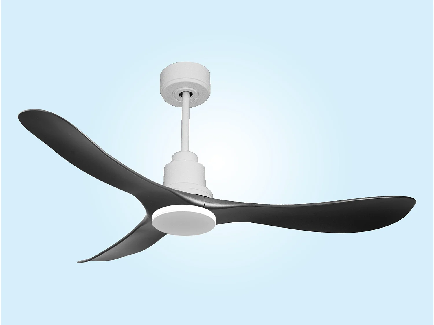 Ventilateur de plafond Réversible  Thermostat Pays vendable Wifi Moteur à courant continu Toits en pente Télécommande Hypersilence Mémoire