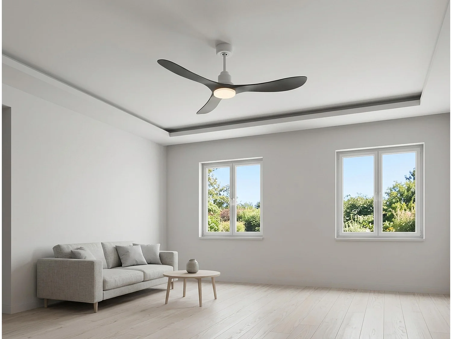 Ventilateur de plafond Réversible  Thermostat Pays vendable Wifi Moteur à courant continu Toits en pente Télécommande Hypersilence Mémoire