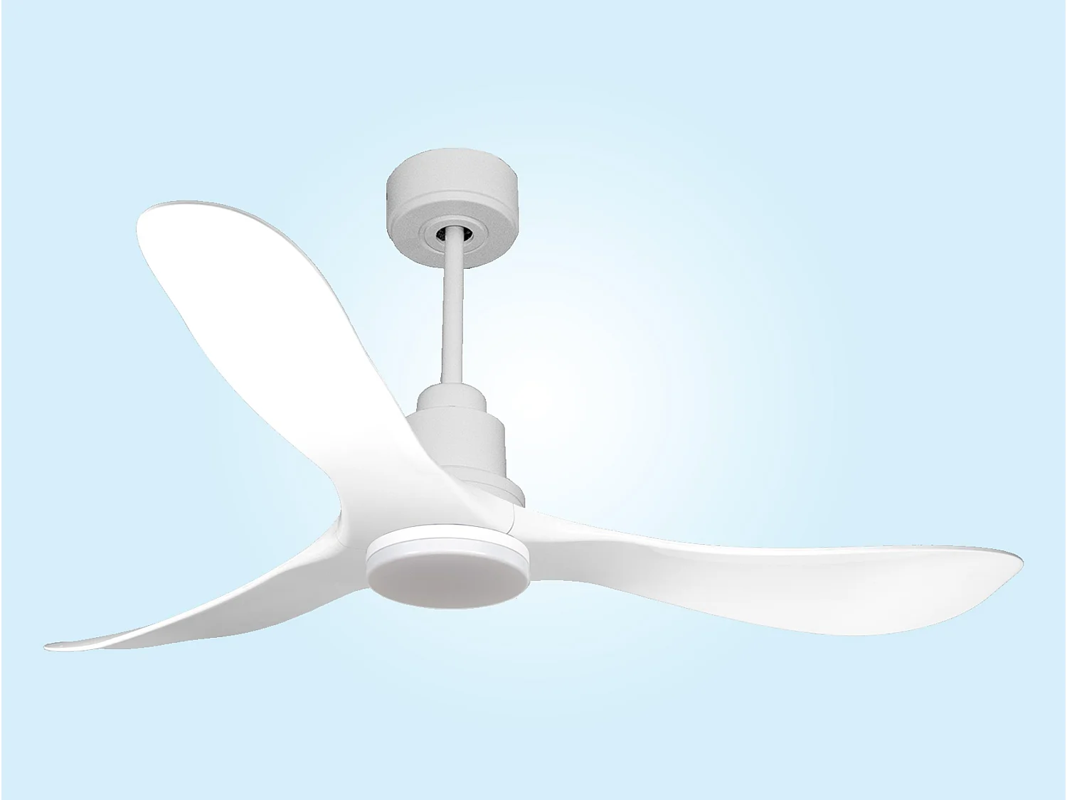 Ventilateur de plafond Réversible  Thermostat Dimmable Wifi Moteur à courant continu Toits en pente Télécommande Lumière à trois tons Hypersilence Mémoire