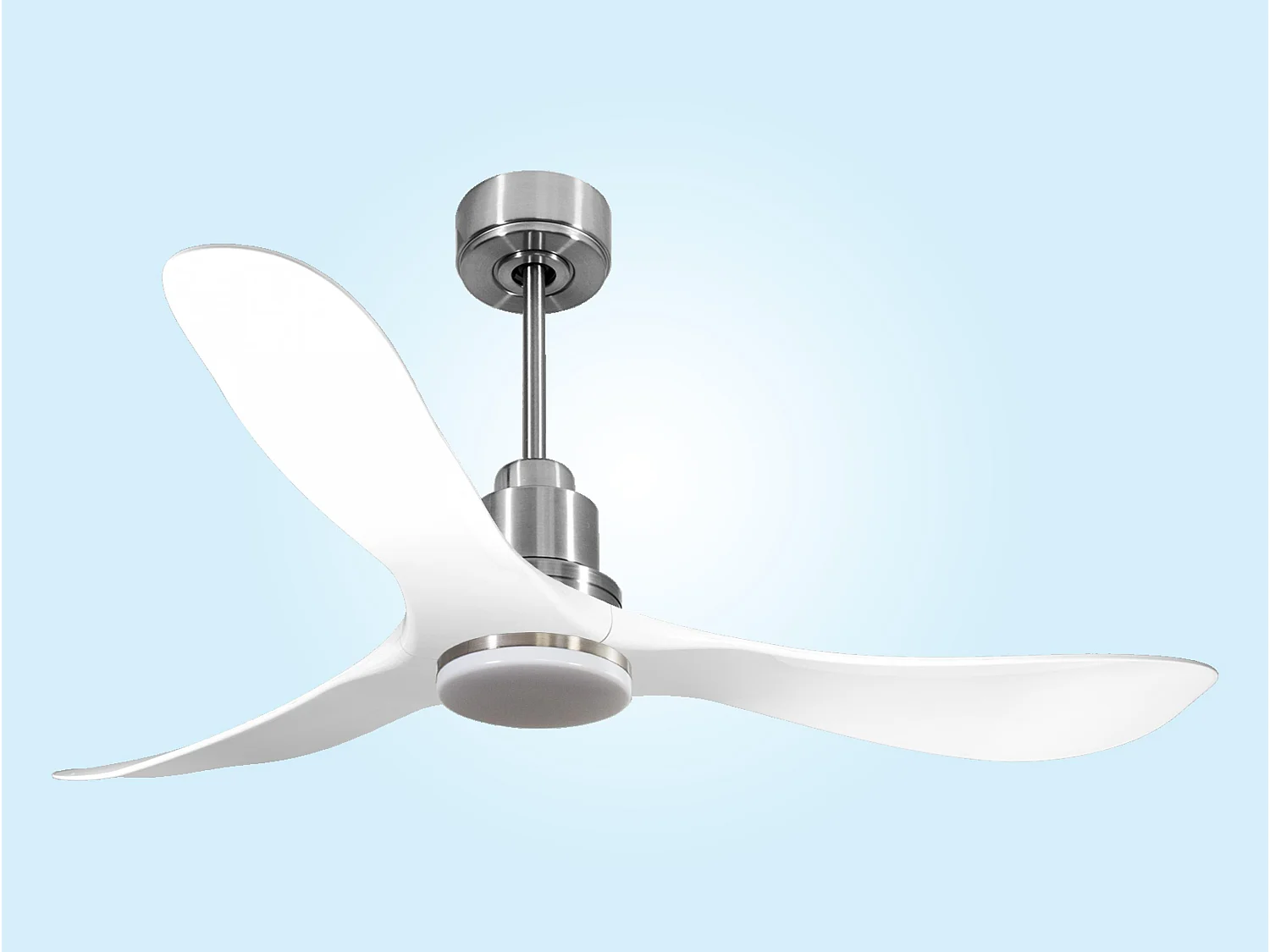 Ventilateur de plafond Réversible  Thermostat Dimmable Wifi Moteur à courant continu Toits en pente Télécommande Lumière à trois tons Hypersilence Mémoire