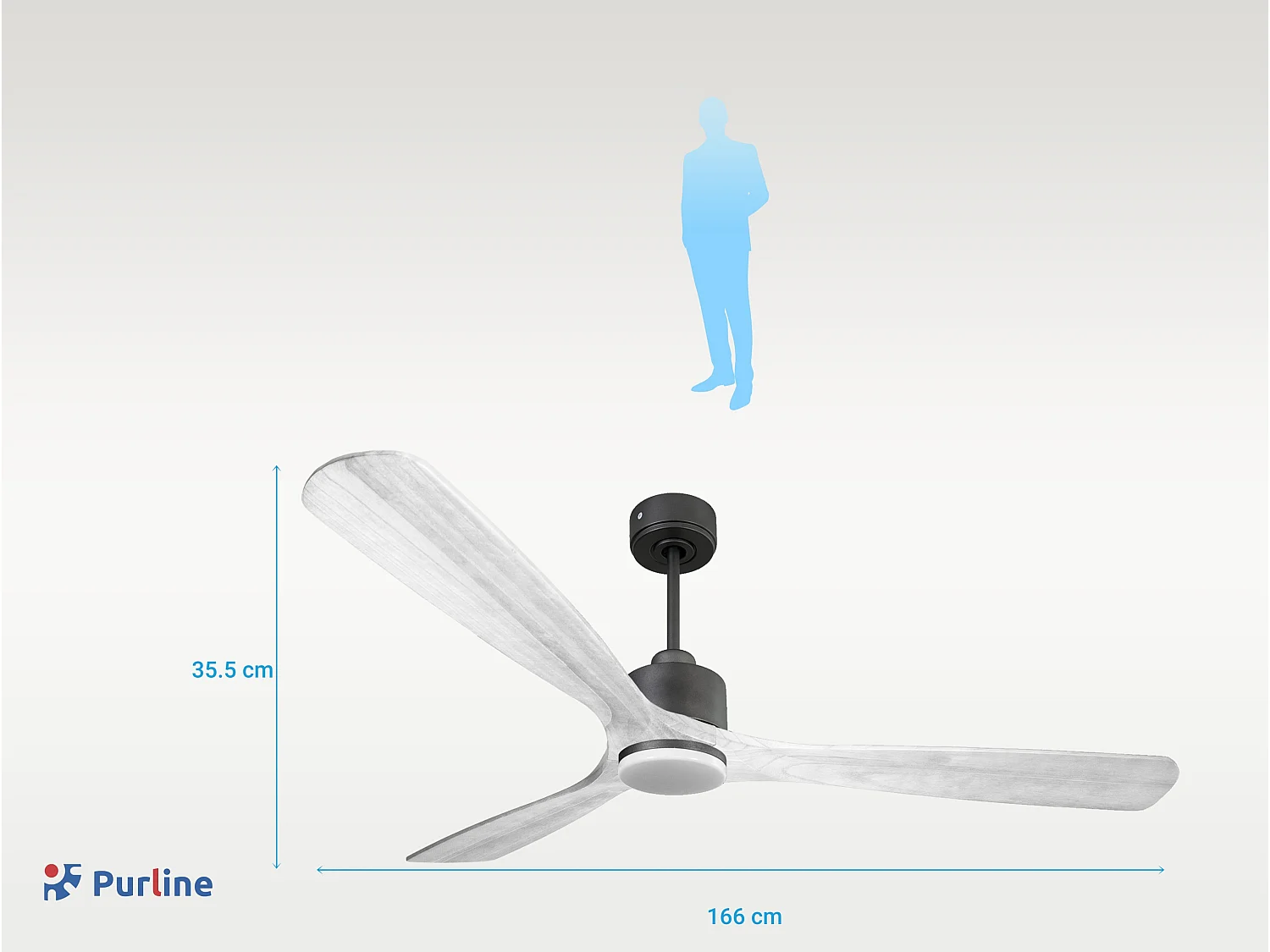 Ventilateur de plafond Réversible  Thermostat Dimmable Wifi Moteur à courant continu Toits en pente Télécommande Lumière à trois tons Hypersilence Mémoire