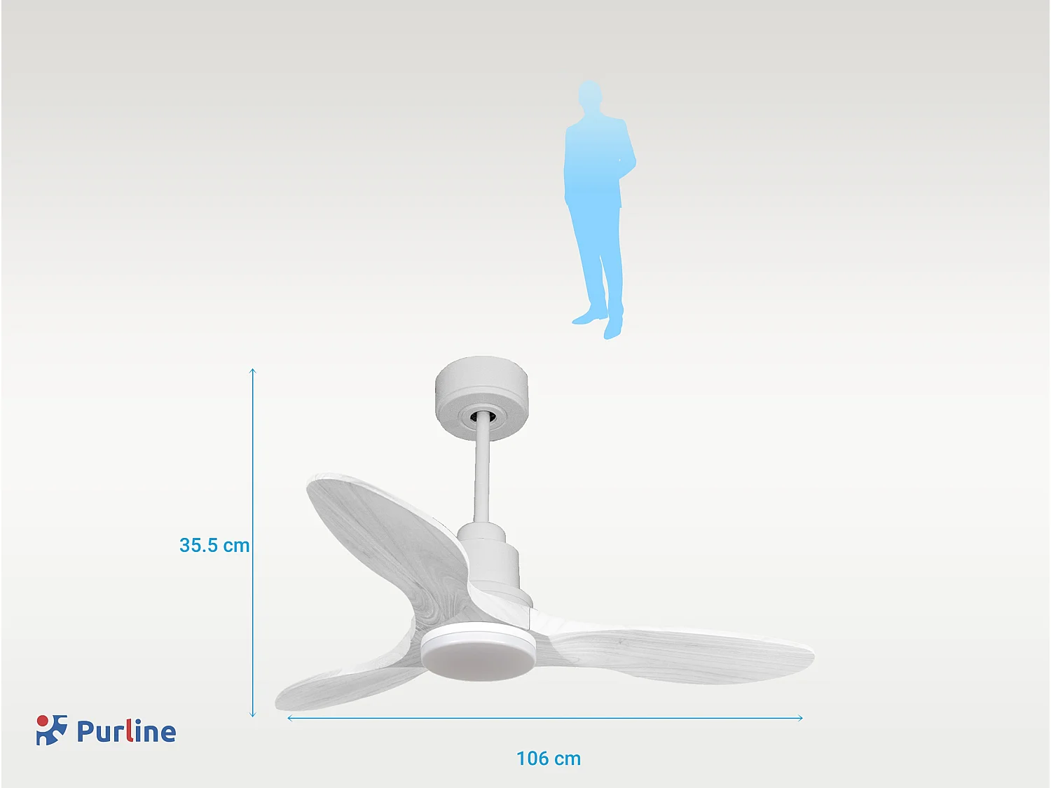 Ventilateur de plafond Réversible  Thermostat Dimmable Wifi Moteur à courant continu Toits en pente Télécommande Lumière à trois tons Hypersilence Mémoire