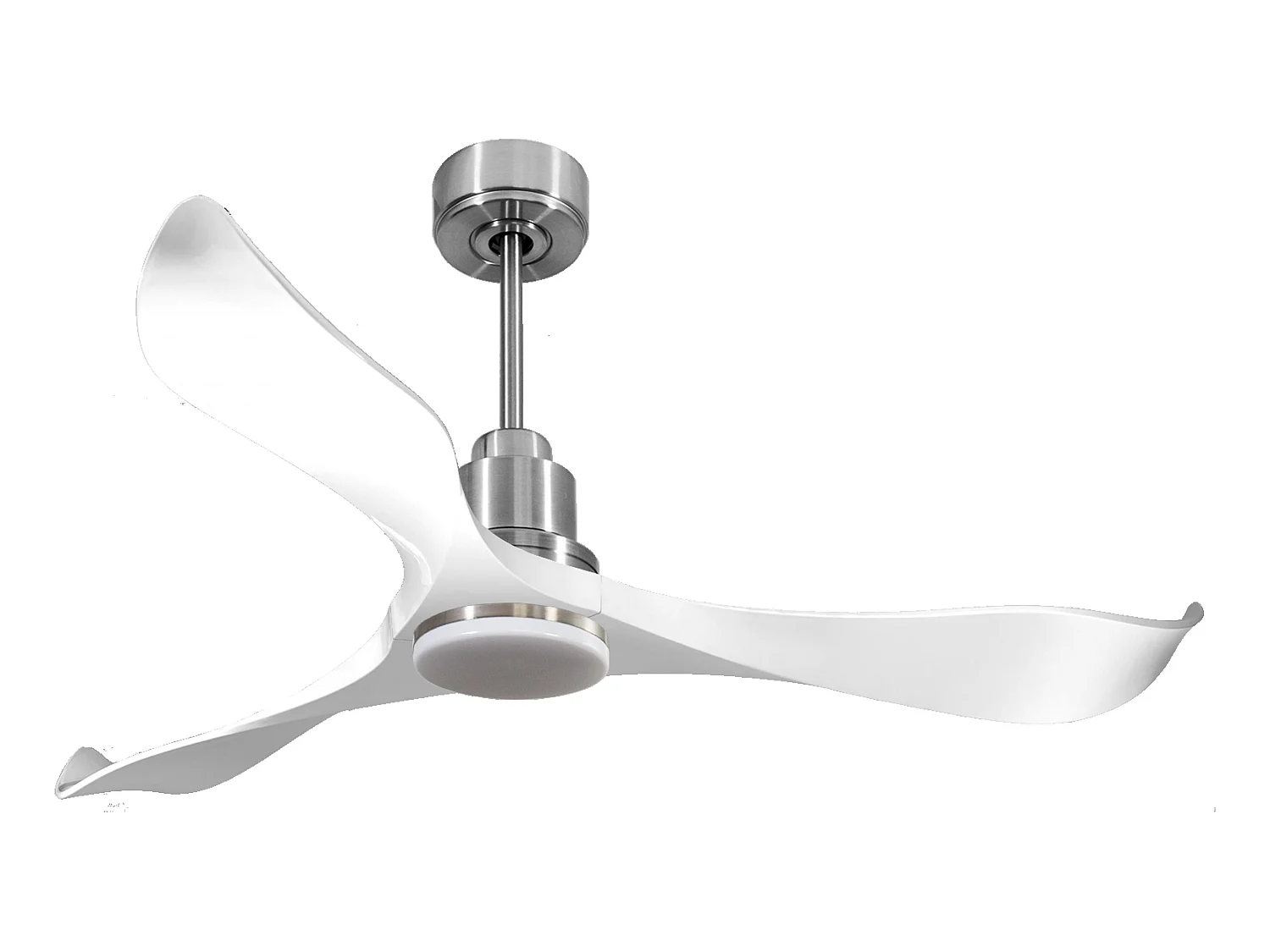 Ventilateur de plafond Réversible  Thermostat Dimmable Wifi Moteur à courant continu Toits en pente Télécommande Lumière à trois tons Adaptateur 2/3 Lames