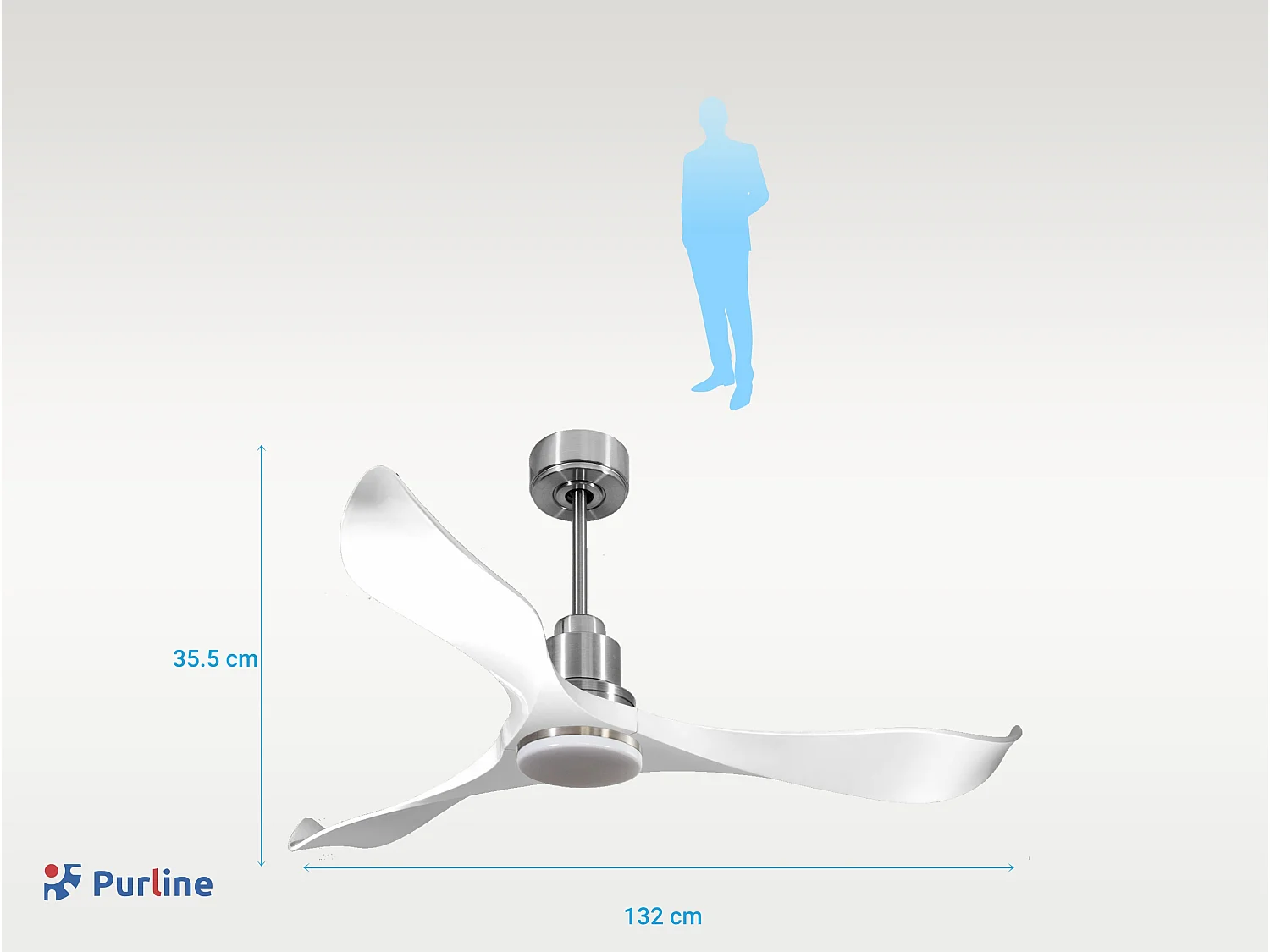 Ventilateur de plafond Réversible  Thermostat Dimmable Wifi Moteur à courant continu Toits en pente Télécommande Lumière à trois tons Adaptateur 2/3 Lames