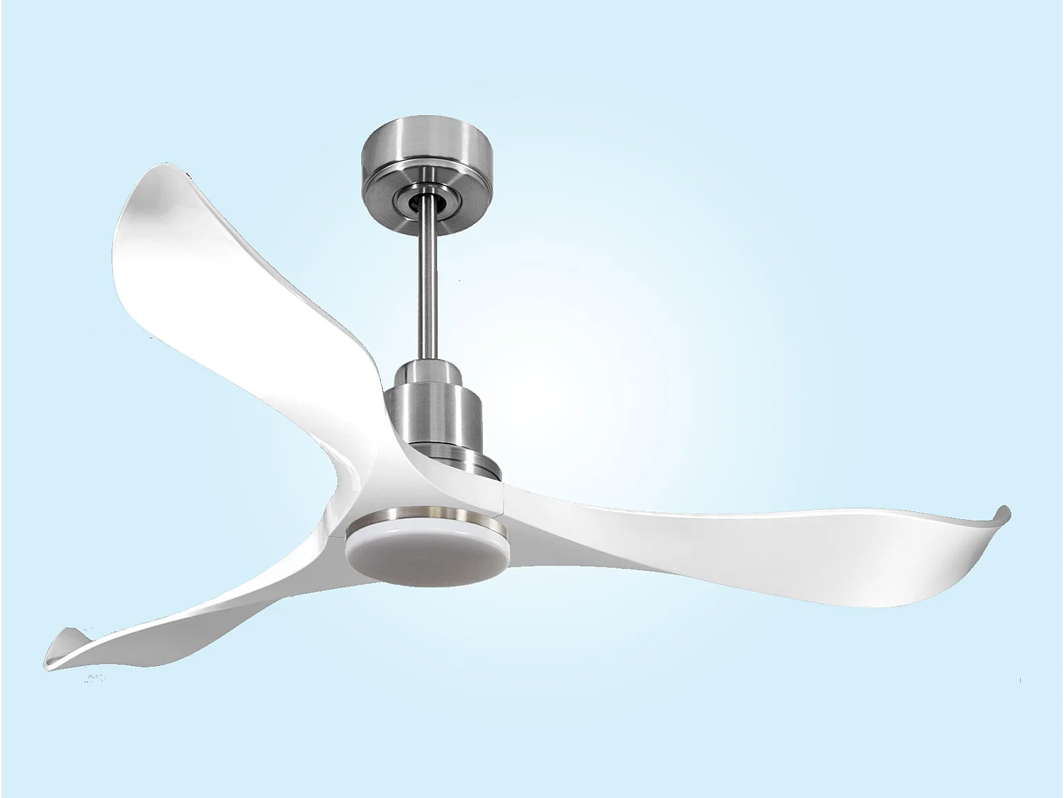 Ventilateur de plafond Réversible  Thermostat Dimmable Wifi Moteur à courant continu Toits en pente Télécommande Lumière à trois tons Adaptateur 2/3 Lames