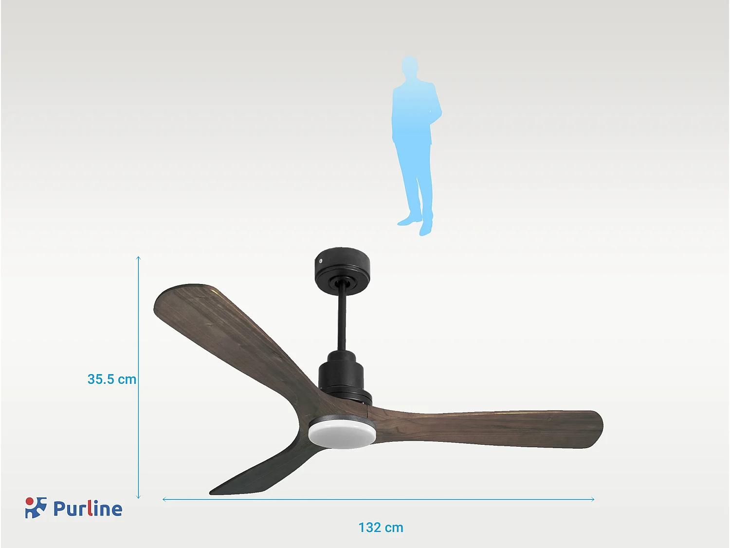 Ventilateur de plafond Réversible  Thermostat Dimmable Wifi Moteur à courant continu Toits en pente Télécommande Lumière à trois tons Hypersilence Mémoire