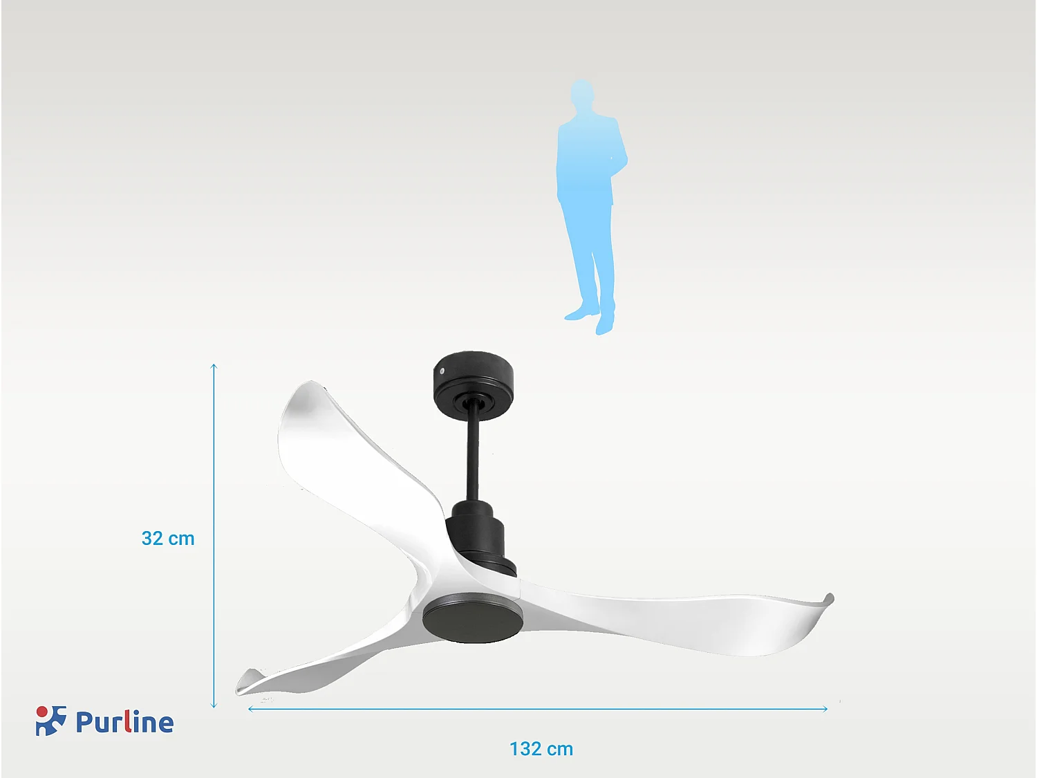 Ventilateur de plafond Réversible  Thermostat Wifi Moteur à courant continu Toits en pente Télécommande Adaptateur 2/3 Lames Hypersilence Mémoire