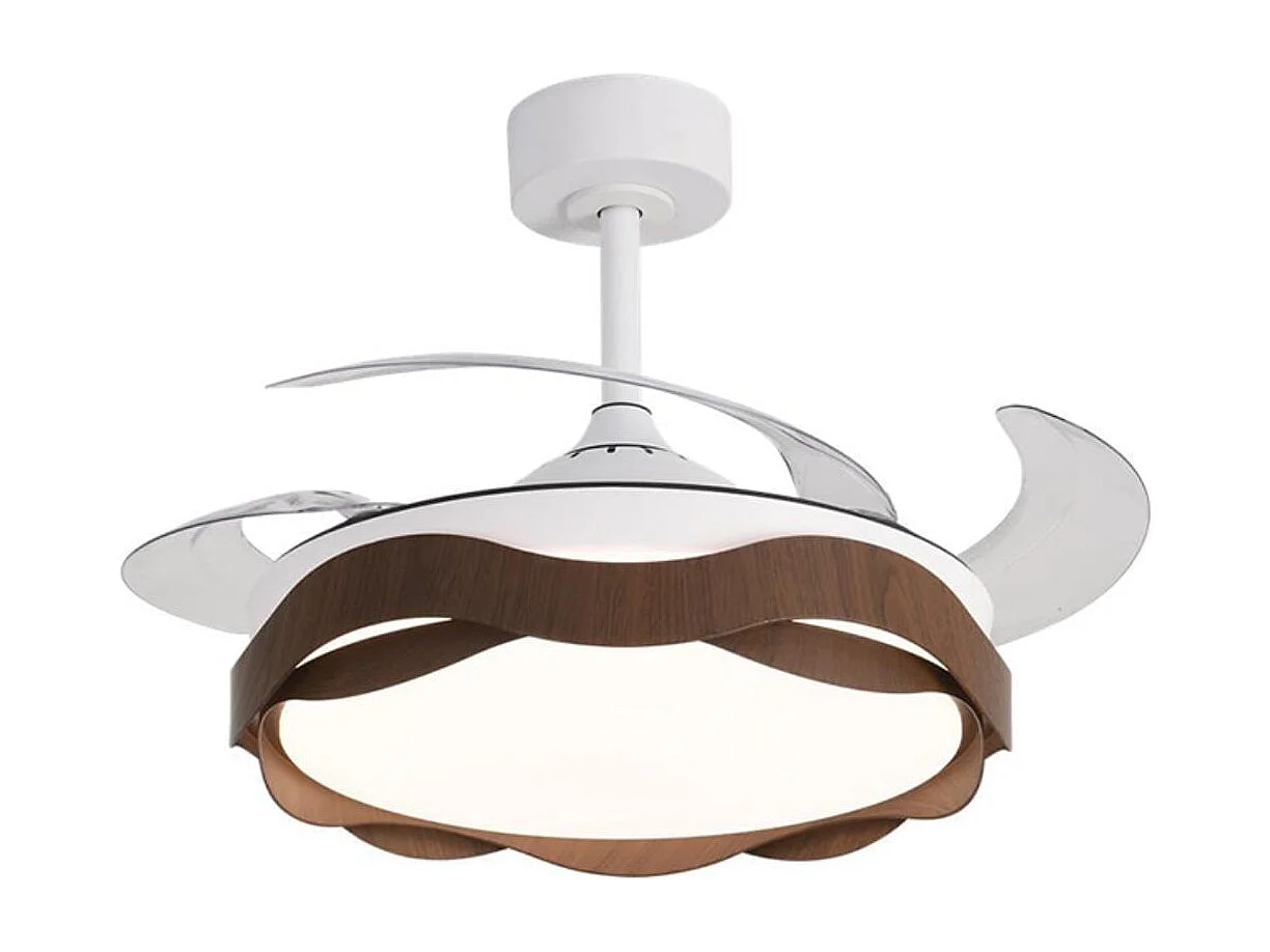 Ventilador Ondas 72W 4 aspas retráctiles blanco/roble Ø108 cm