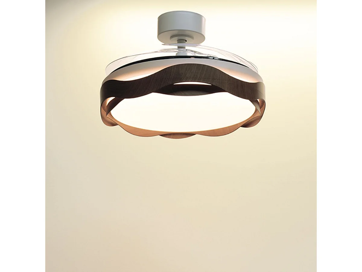 Ventilador Ondas 72W 4 aspas retráctiles blanco/roble Ø108 cm