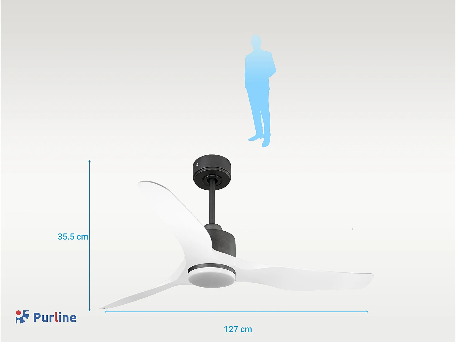 Ventilateur de plafond Réversible  Thermostat Dimmable Wifi Moteur à courant continu Toits en pente Télécommande Lumière à trois tons Adaptateur 2/3 Lames