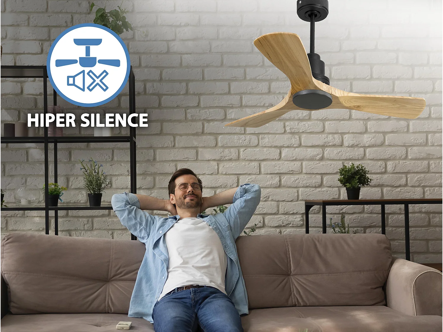 Ventilateur de plafond Réversible  Thermostat Wifi Moteur à courant continu Toits en pente Télécommande Hypersilence Mémoire
