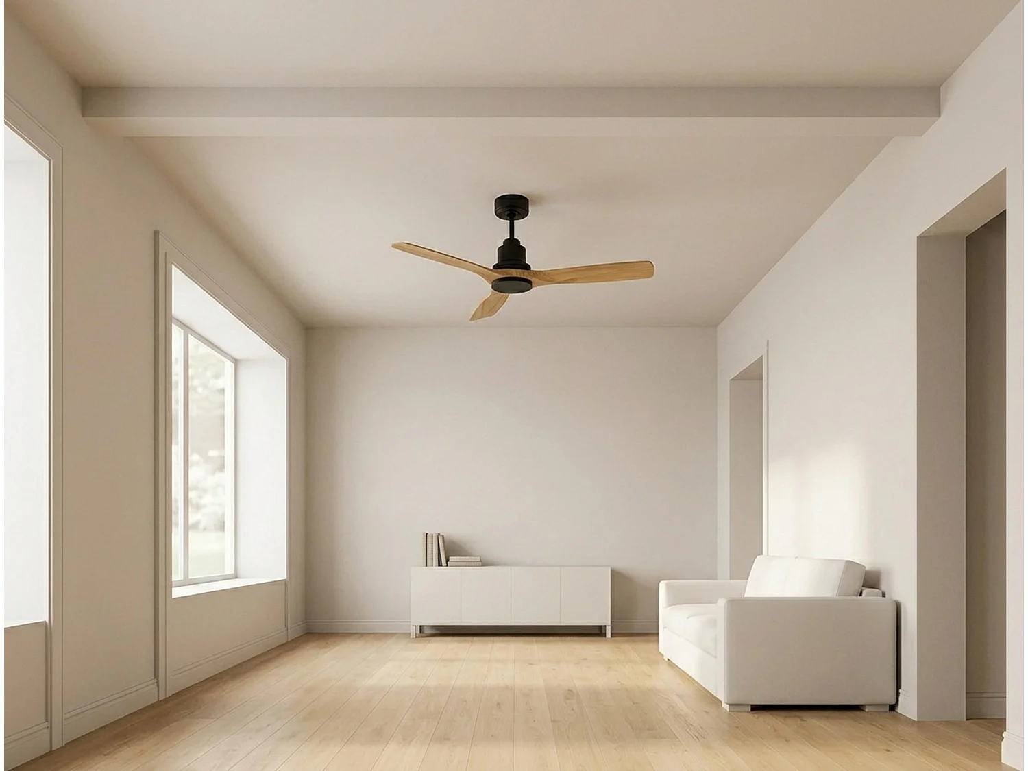 Ventilateur de plafond Réversible  Thermostat Wifi Moteur à courant continu Toits en pente Télécommande Hypersilence Mémoire