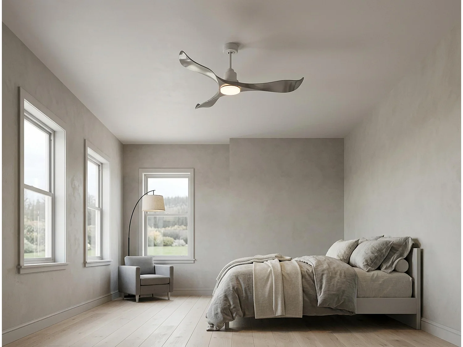 Ventilateur de plafond Réversible  Thermostat Wifi Moteur à courant continu Toits en pente Télécommande Mémoire Shopify Vendible (AUTOMATIQUE)